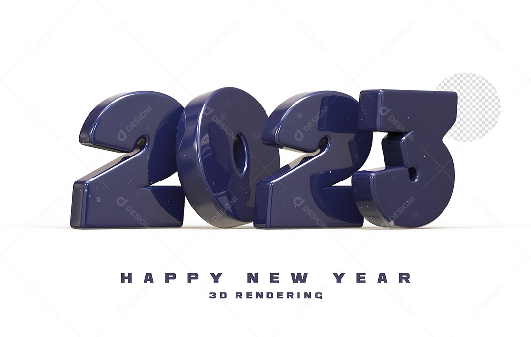 New Year's Number 2023 Dark Blue 3D Element for Compositing PSD