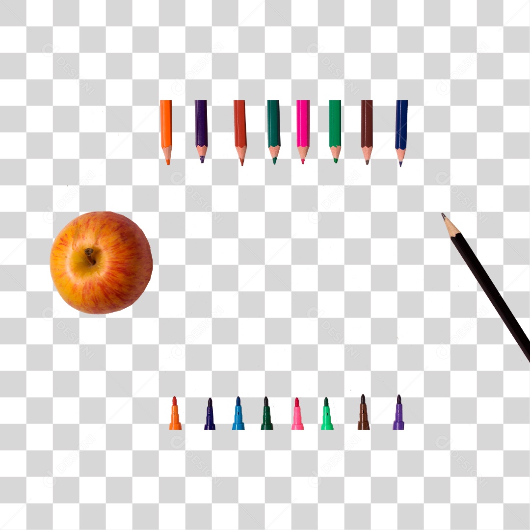 Lápis e Canetinhas Escolares PNG Transparente