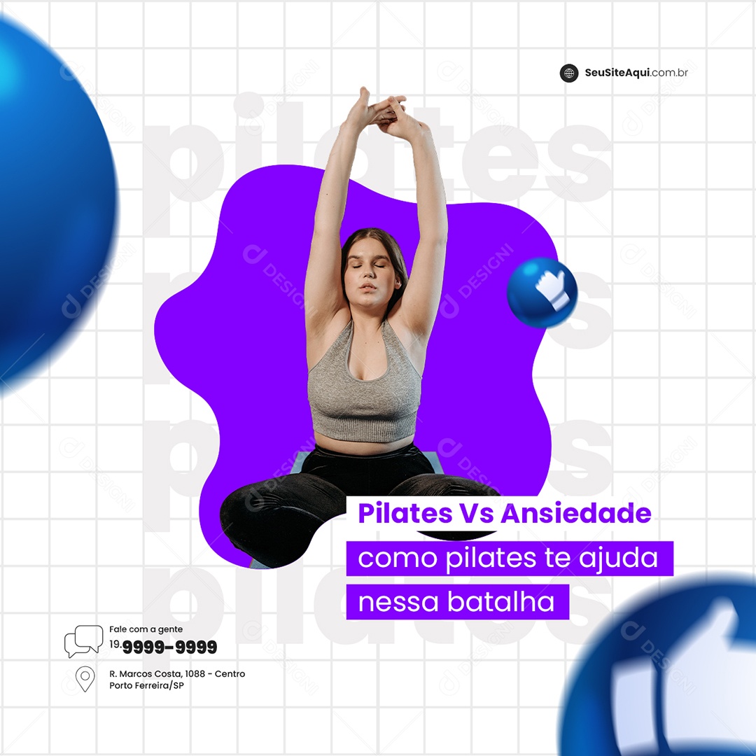 Pilates Vs Ansiedade Como Pilates te Ajuda nessa Batalha Fisioterapia Social Media PSD Editável