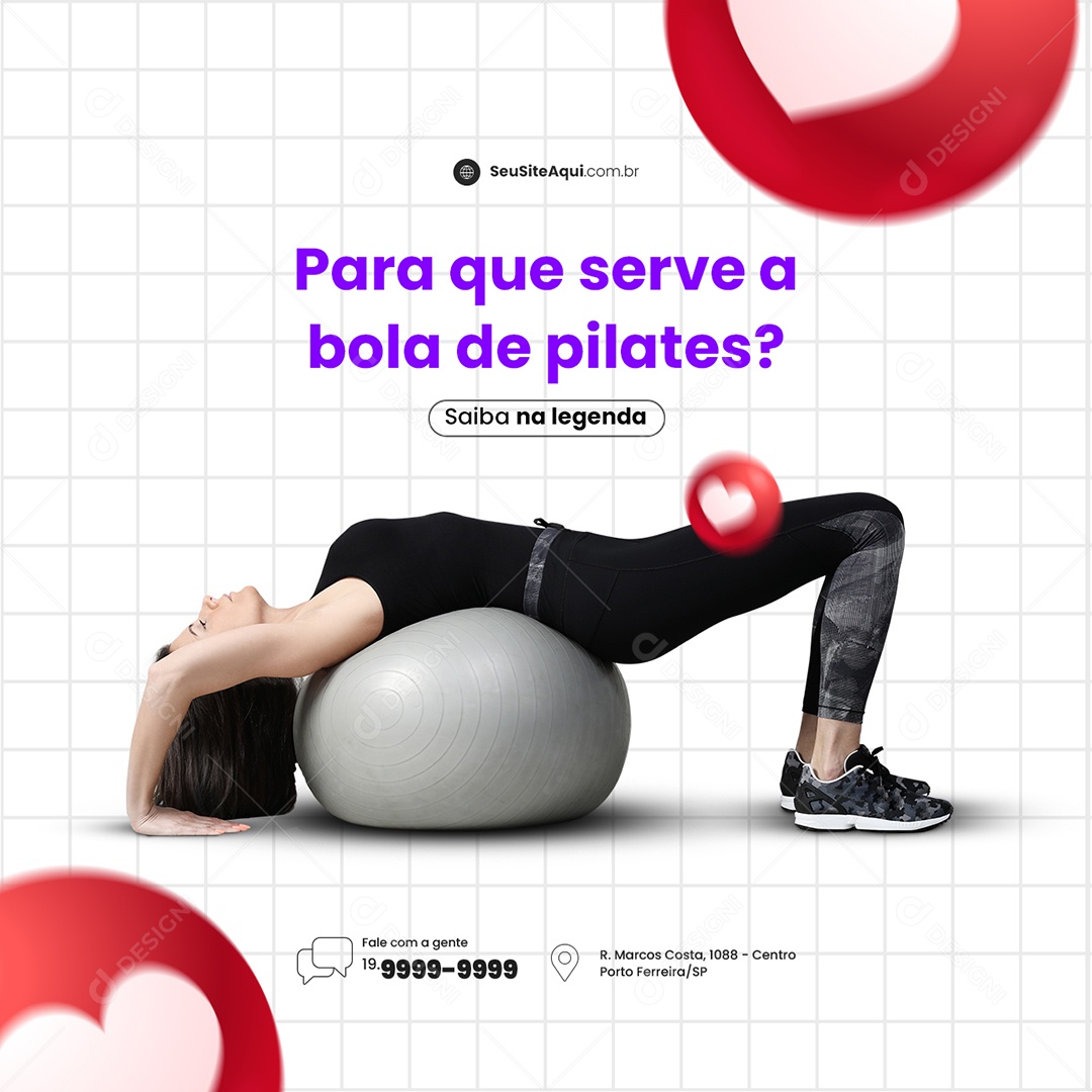Para que Serve a Bola de Pilates Fisioterapia Social Media PSD Editável