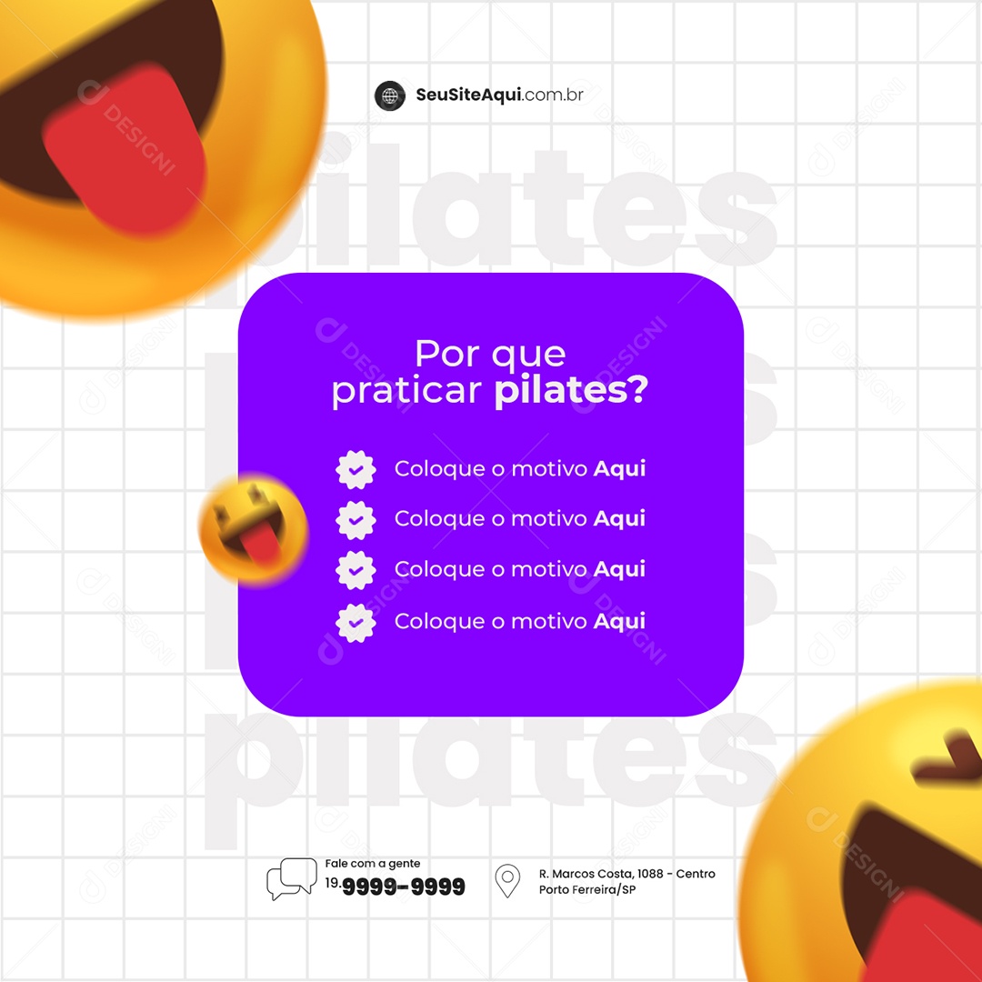 Por que Praticar Pilates Fisioterapia Social Media PSD Editável
