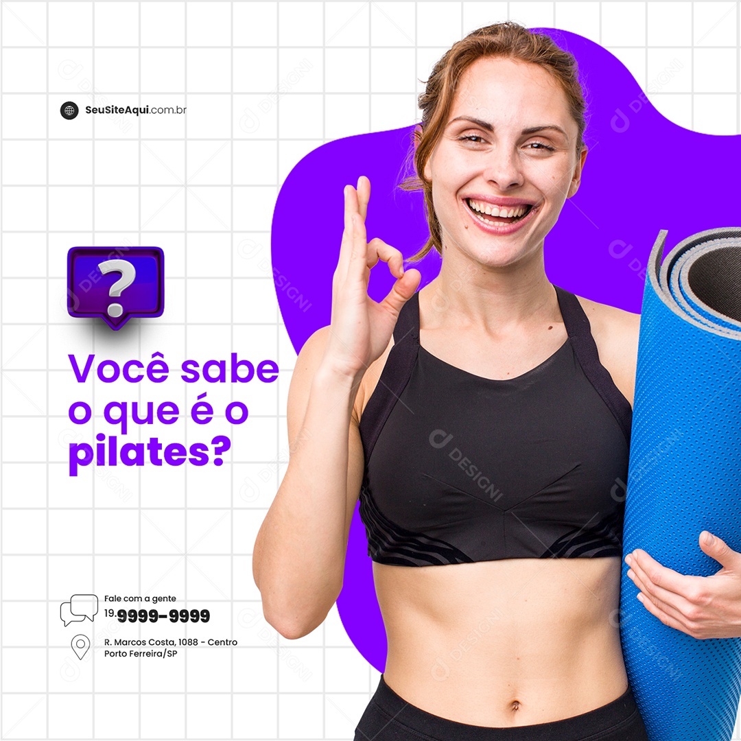 Você Sabe o Que é o Pilates Fisioterapia Social Media PSD Editável