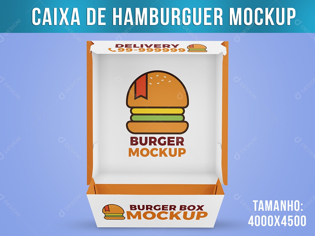 Mockup Caixa de Hamburguer PSD Editável