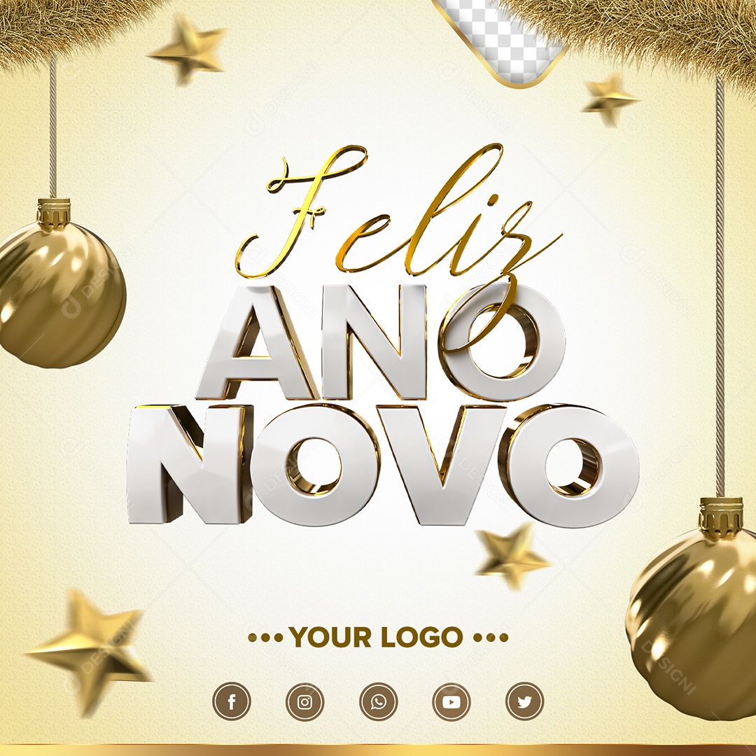 Feliz Ano Novo Social Media PSD Editável