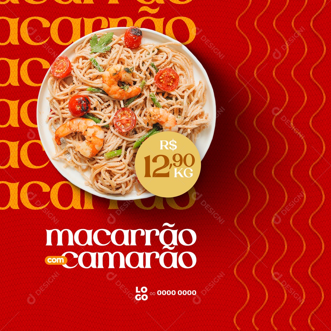 Macarrão com Camarão Casa de Massas Social Media PSD Editável