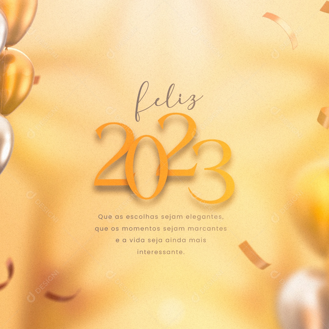 Que as Escolhas Sejam Elegantes Feliz 2023 Ano Novo Social Media PSD Editável