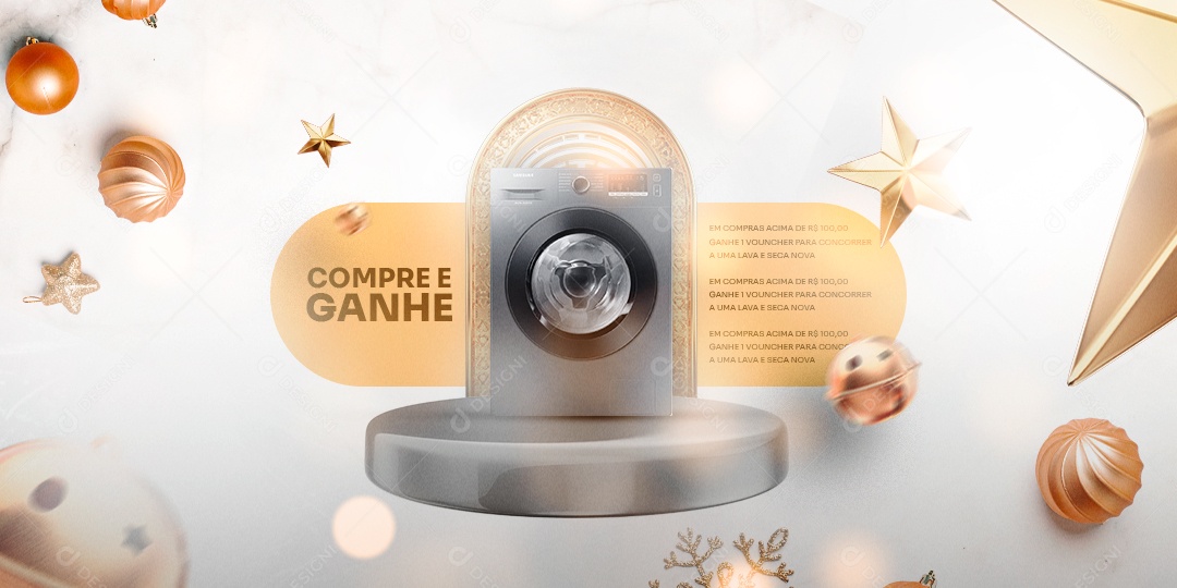 Banner Compre e Ganhe Lojas Eletrodomésticos Feliz Ano Novo Social Media PSD Editável