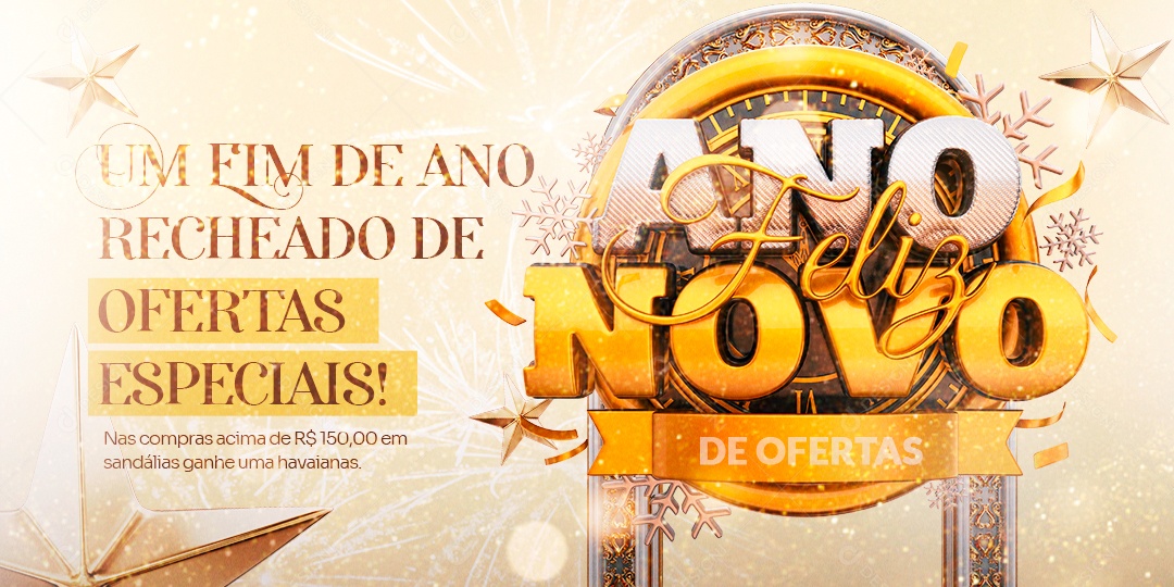 Banner Ofertas de Fim de Ano Recheado de Ofertas Especiais Lojas Social Media PSD Editável