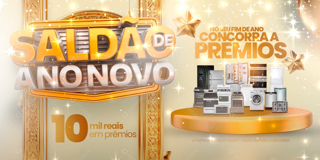 Banner Ofertas de Fim De Ano Concorra a Prêmios Eletrodomésticos Social Media PSD Editável