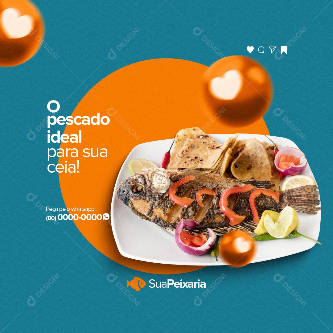 O Pescado Ideal Para Sua Ceia! Peixaria Social Media PSD Editável