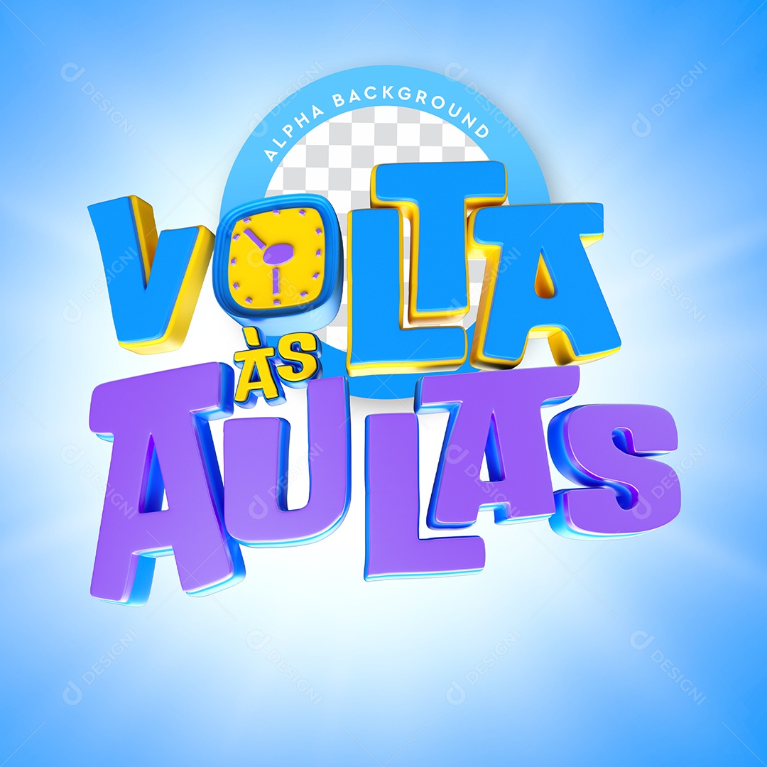 Selo 3D Para Composição Volta às Aulas PSD