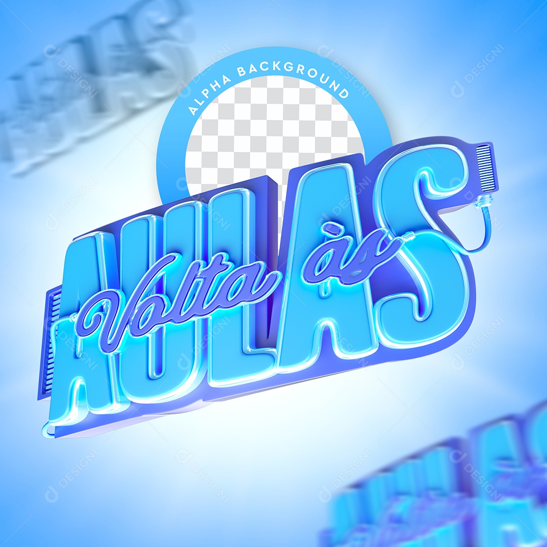 Selo 3D Para Composição Volta às Aulas PSD