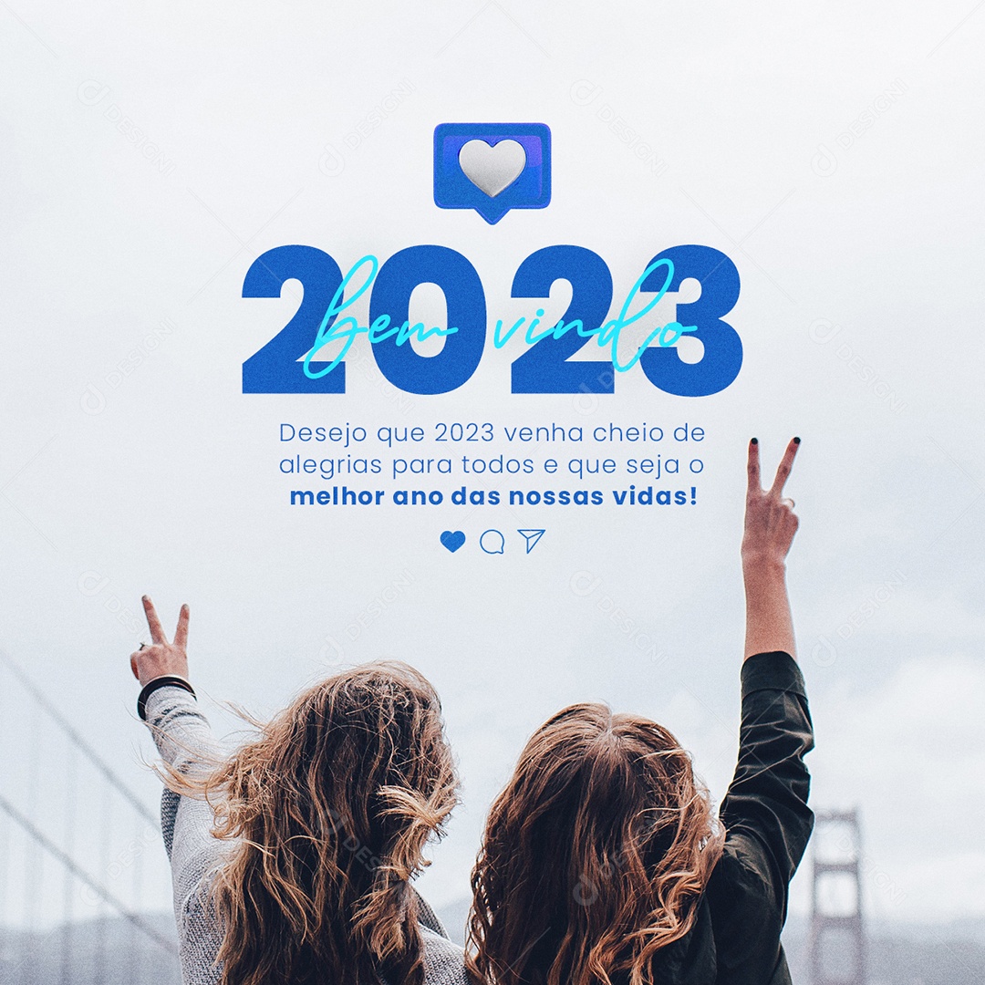 Desejo que 2023 Venha Cheio de Alegrias Ano Novo Social Media PSD Editável