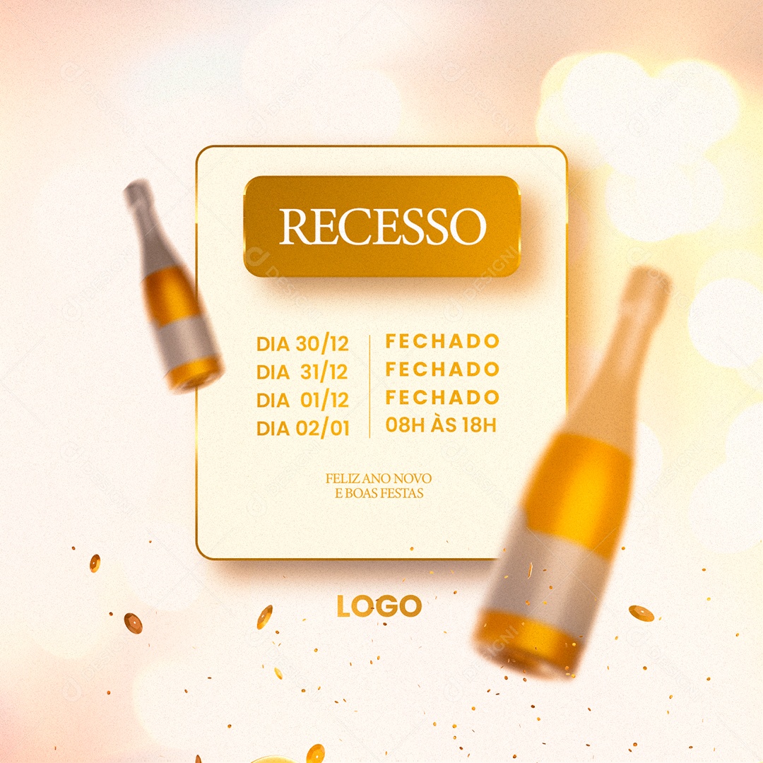 Recesso da Virada Ano Novo Social Media PSD Editável