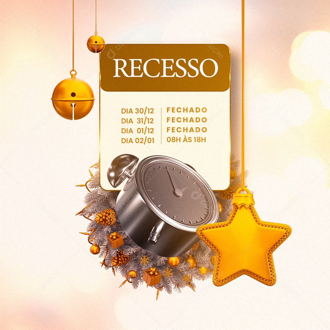 Social Media Horário de Funcionamento Recesso da Virada Ano Novo PSD Editável