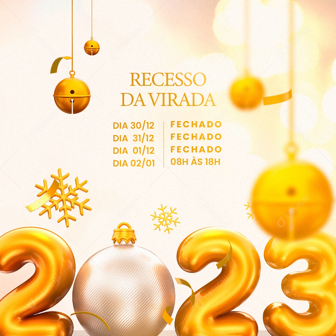 Recesso da Virada Ano Novo Social Media PSD Editável