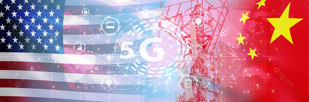 Conflito EUA-China sobre a tecnologia 5G. serviço de rede 5G. tecnologia 5G