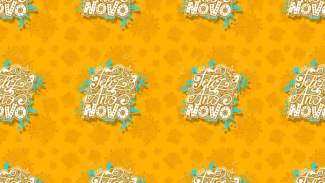 Pattern Padrões Geométricos Texto 2023 Feliz Ano Novo Em Fundo Amarelo Vetor AI + PAT