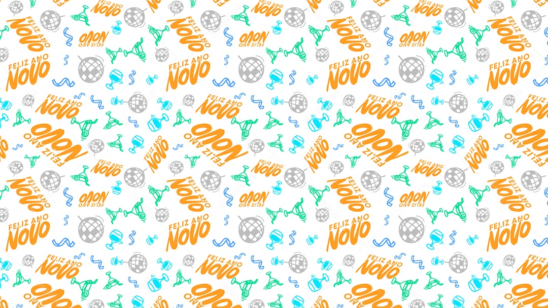 Pattern Padrões Geométricos Texto Feliz Ano Novo Em Fundo Branco Vetor AI + PAT
