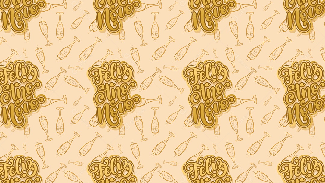 Pattern Padrões Geométricos Texto Feliz Ano Novo Em Fundo Claro Vetor AI + PAT