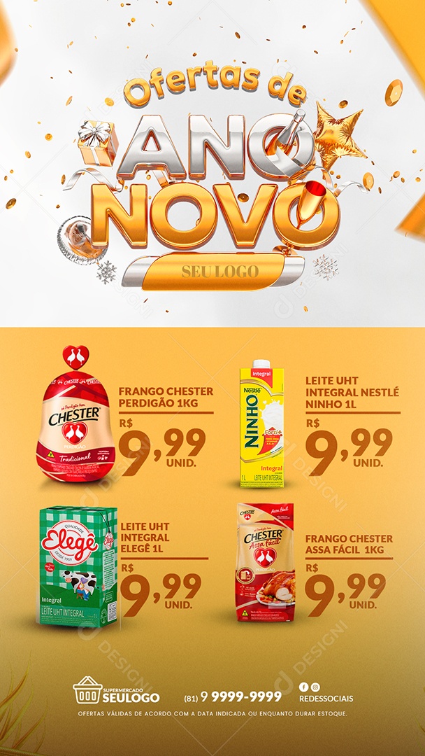 Story Encarte de Supermercado Ofertas de Ano Novo Social Media PSD Editável