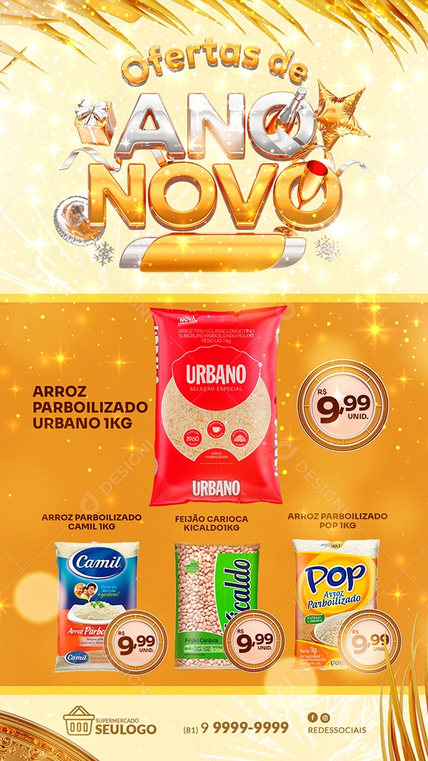 Story Encarte de Supermercado Ofertas de Ano Novo Social Media PSD Editável