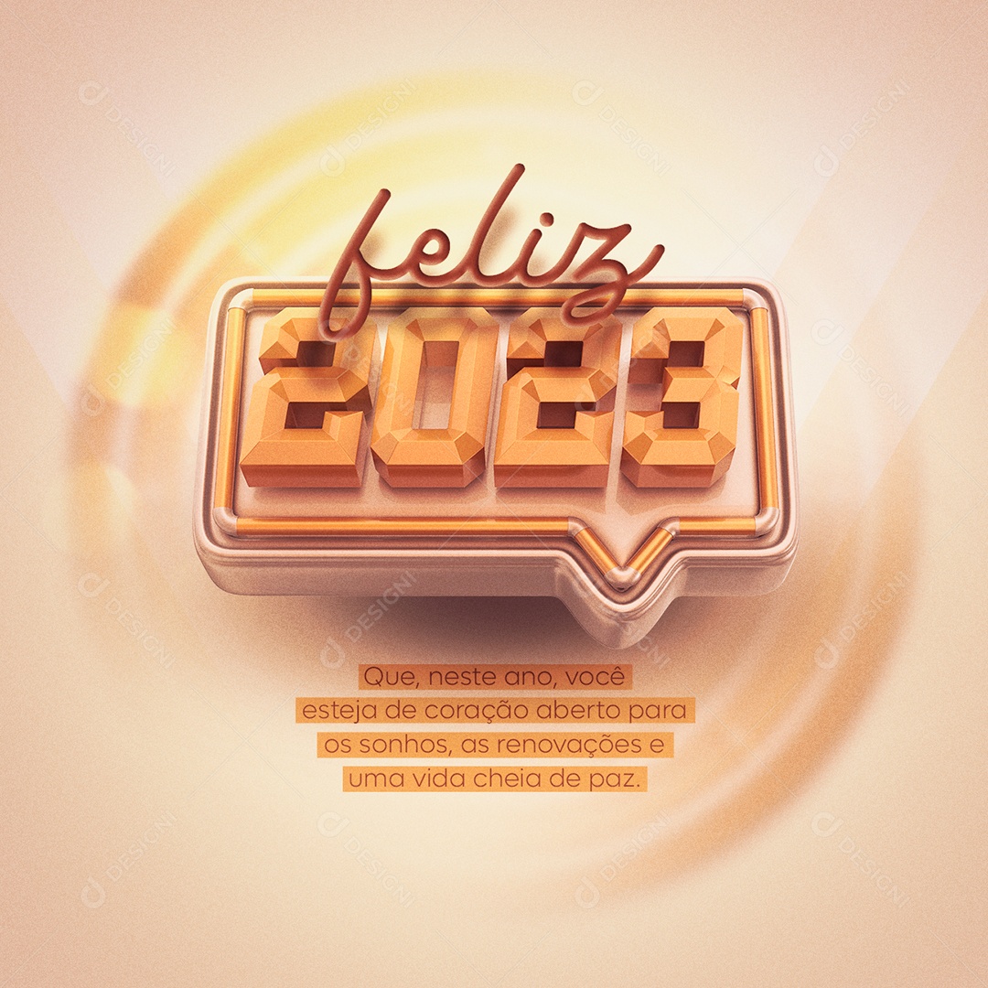 Que Neste Ano Você Esteja de Coração Aberto Feliz 2023 Ano Novo Social Media PSD Editável