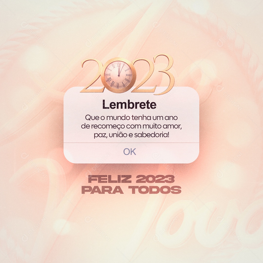 Lembrete Que o Mundo tenha um Ano de Recomeço Feliz 2023 para Todos Social Media PSD Editável