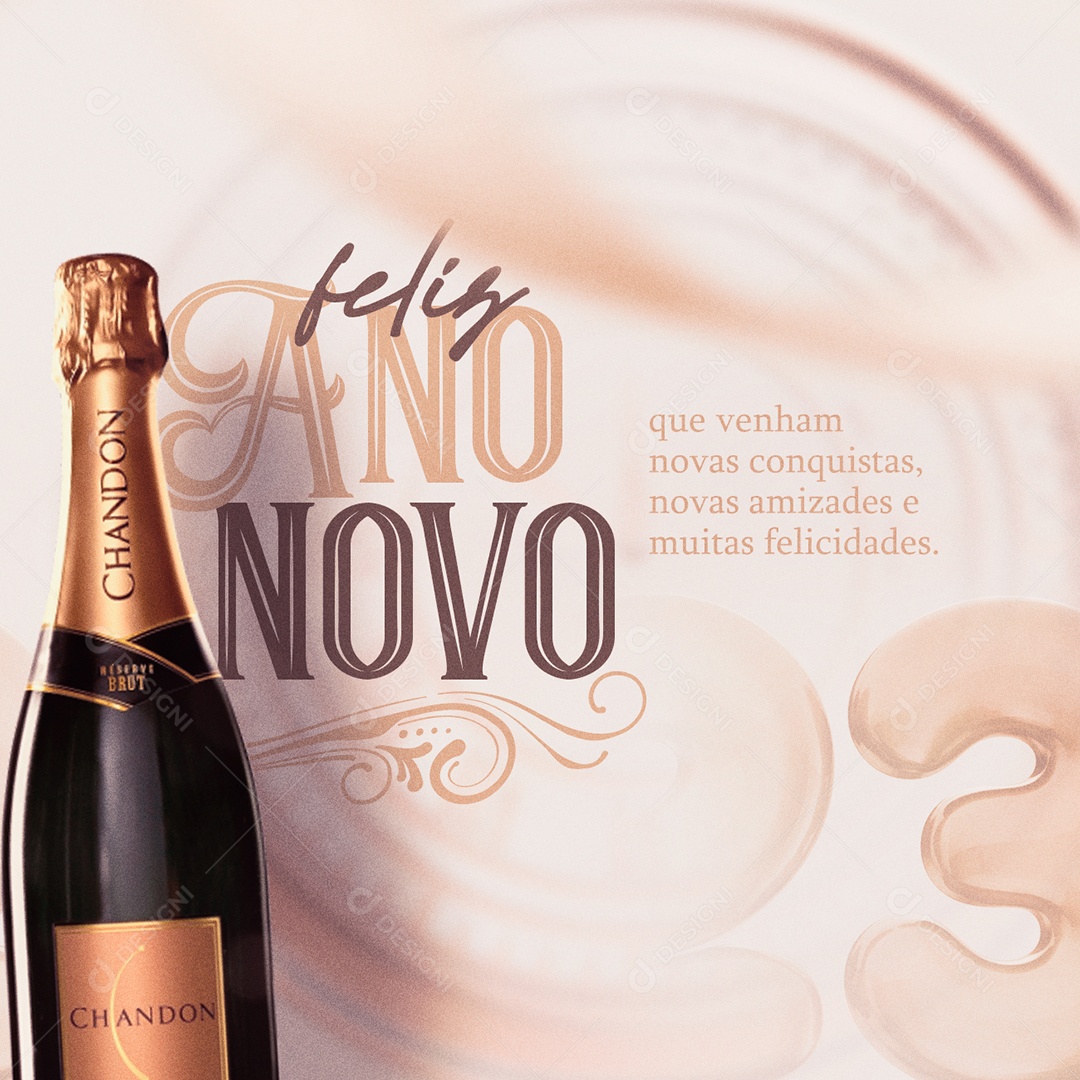 Novas Amizades e Muitas Felicidades Feliz Ano Novo Social Media PSD Editável