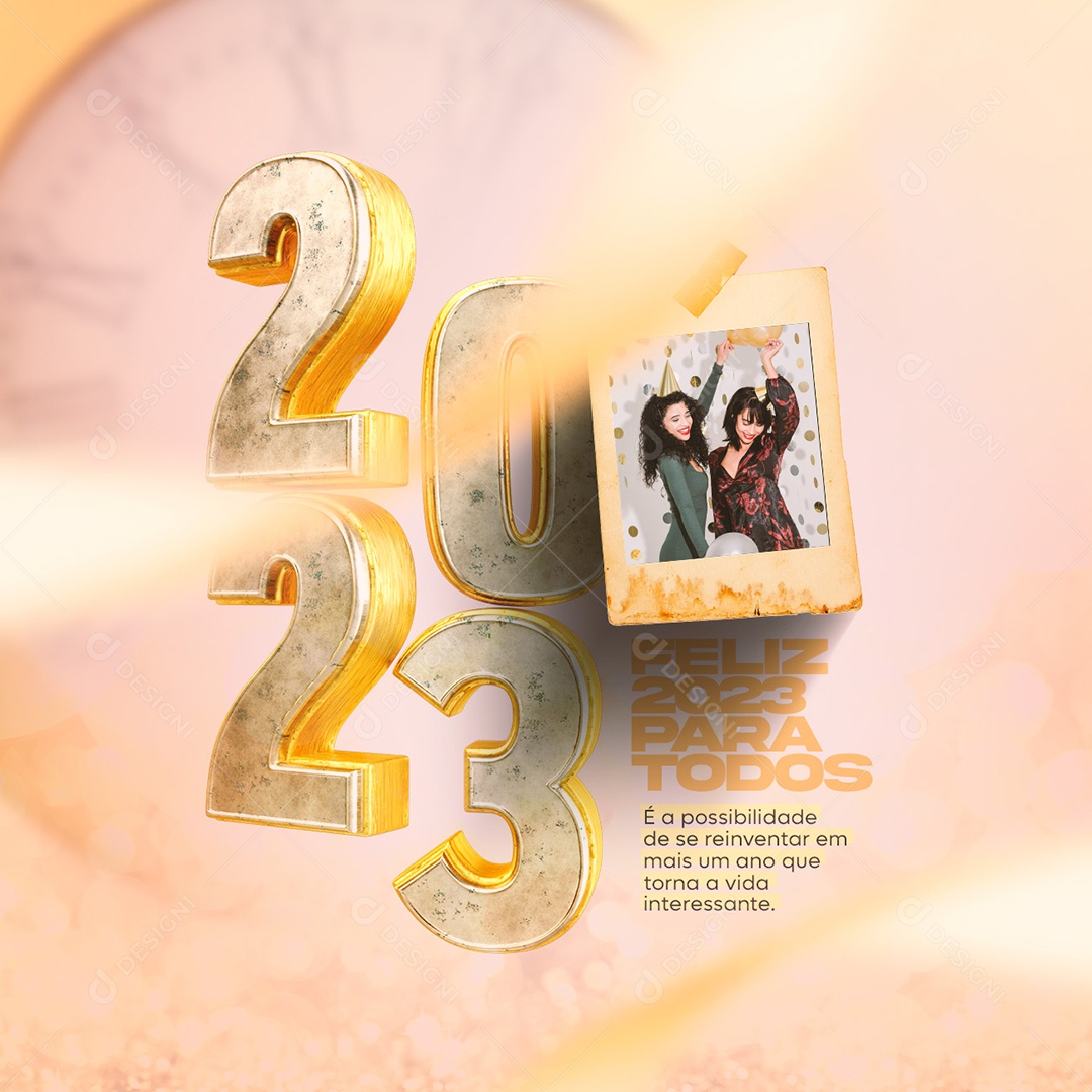 É a Possibilidade de se Reinventar Feliz 2023 Para Todos Ano Novo Social Media PSD Editável