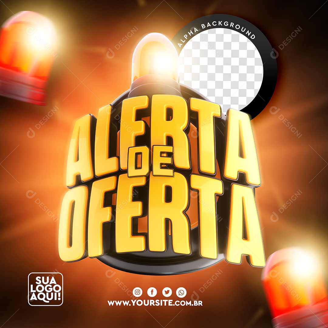 Selo 3D Para Composição Alerta de Oferta PSD
