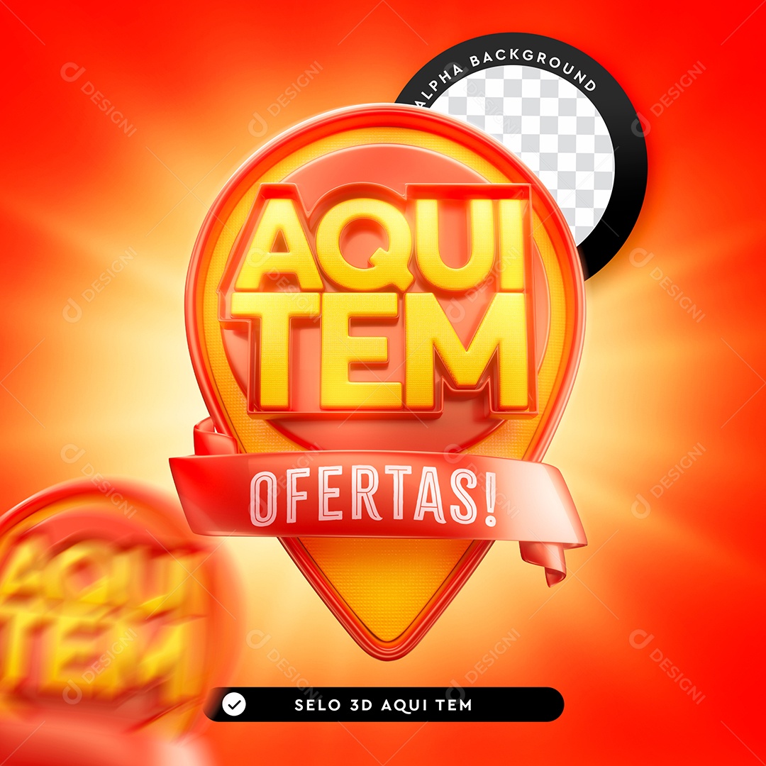 Selo 3D Para Composição Aqui Tem Ofertas PSD