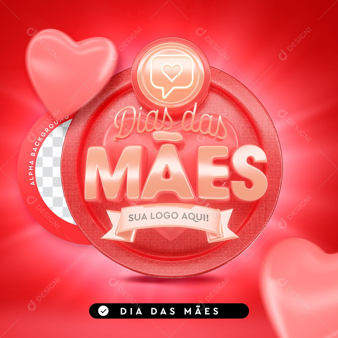 Selo 3D Para Composição Dia Das Mães PSD