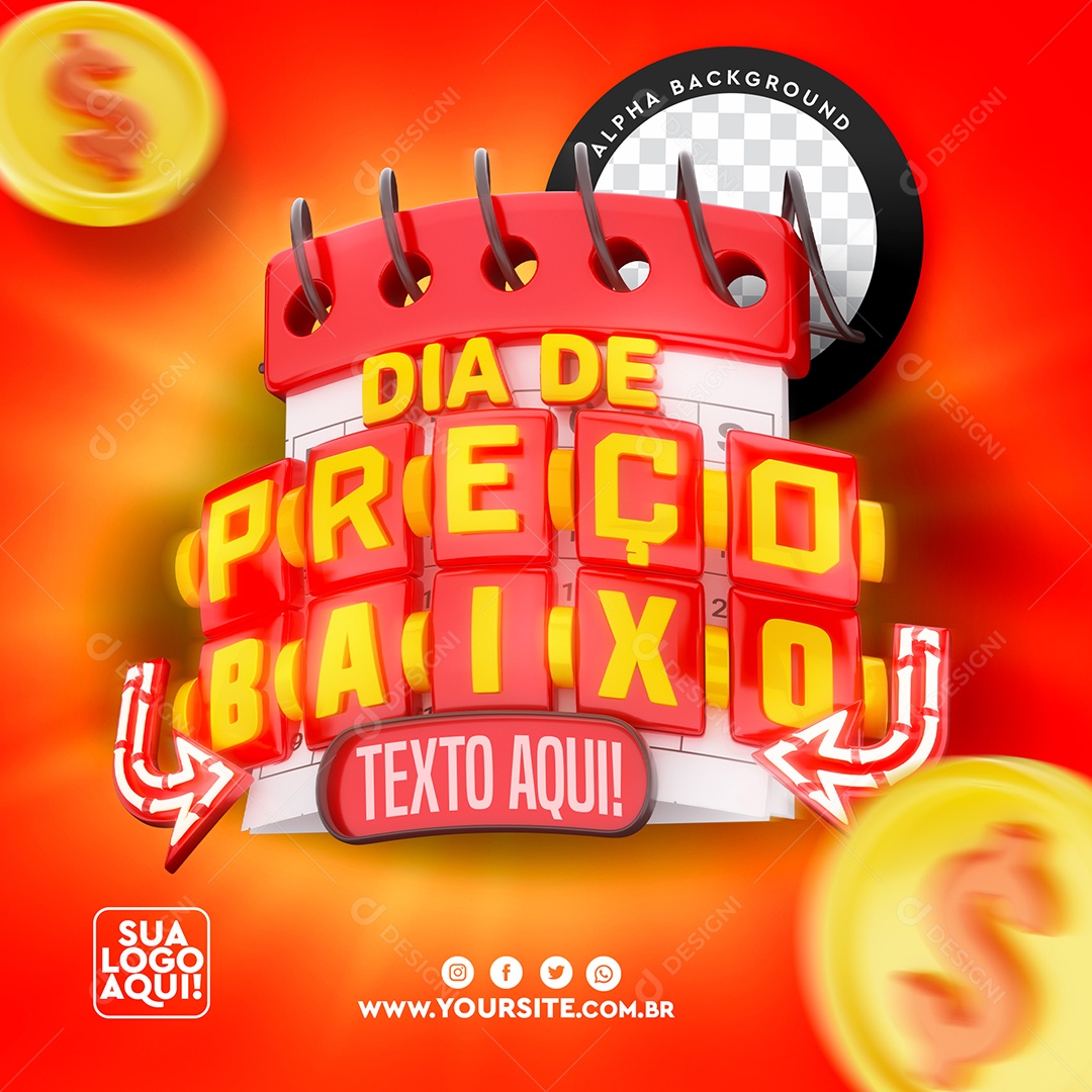 Selo 3D Para Composição Dia de Preços Baixo PSD