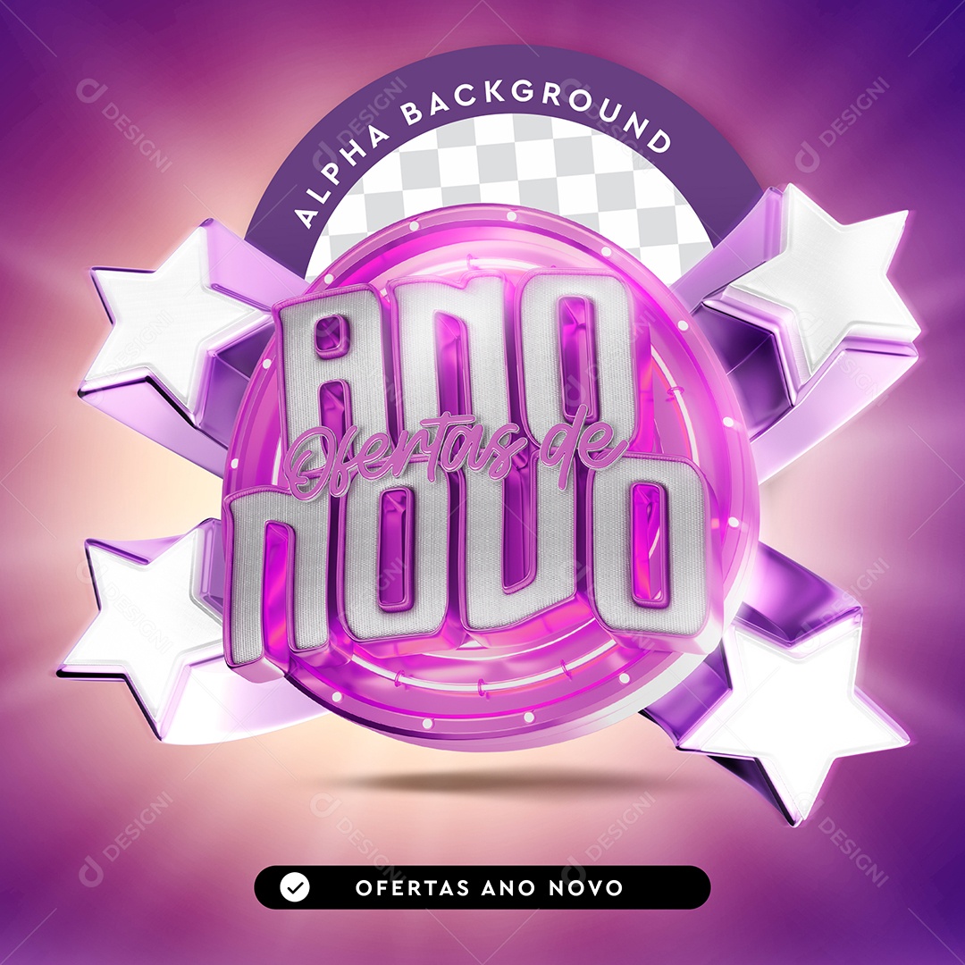 Selo 3D Para Composição Ofertas de Ano Novo PSD