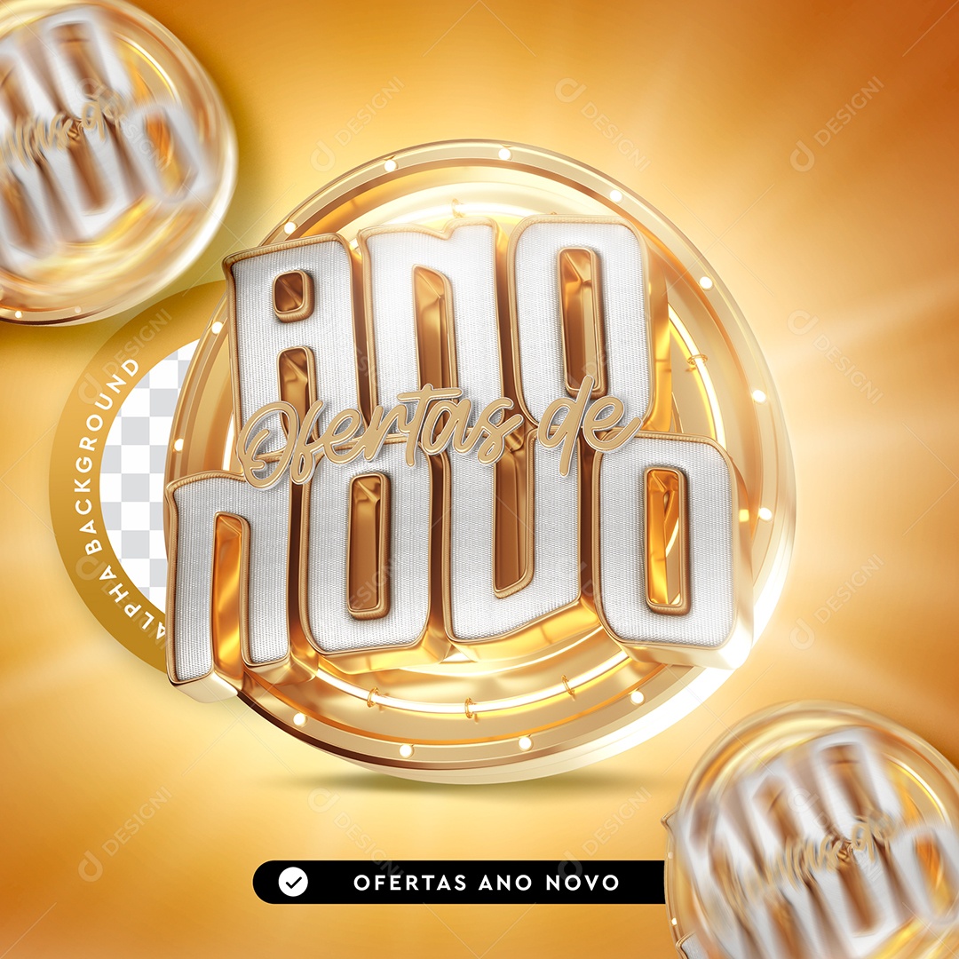 Selo 3D Para Composição Ofertas de Ano Novo PSD
