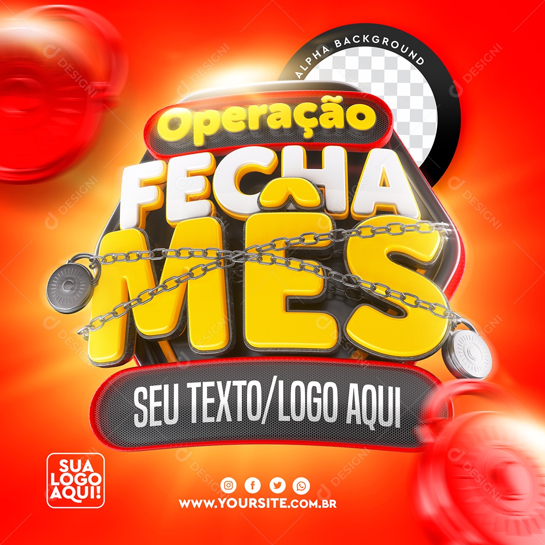 Selo 3D Para Composição Operação Fecha Mês PSD