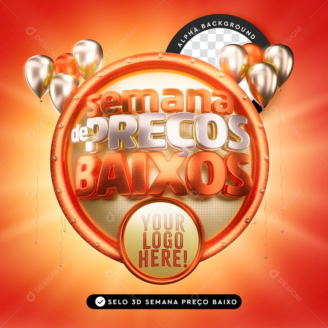 Selo 3D Para Composição Semana de Preços Baixos PSD