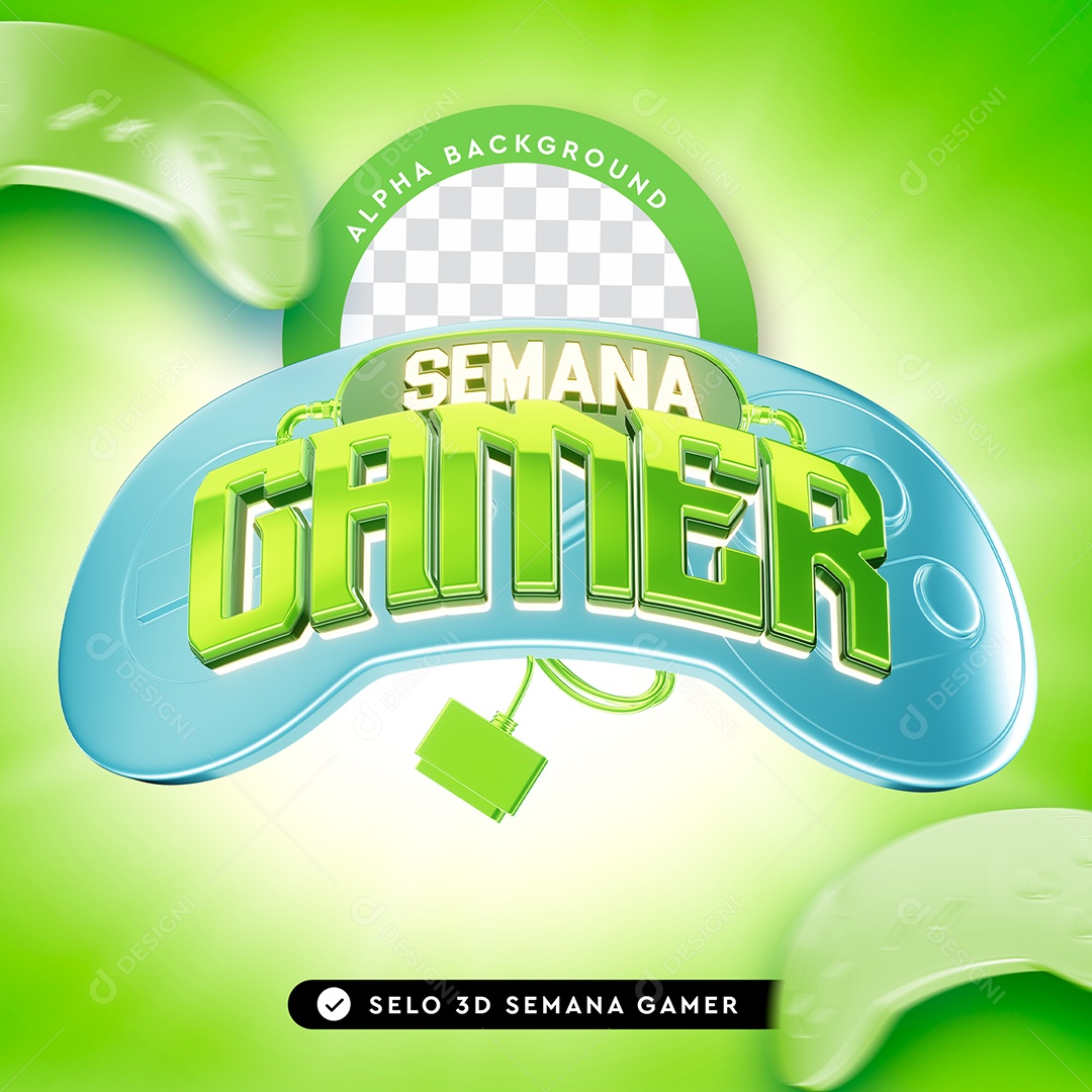 Selo 3D Para Composição Semana Gamer PSD