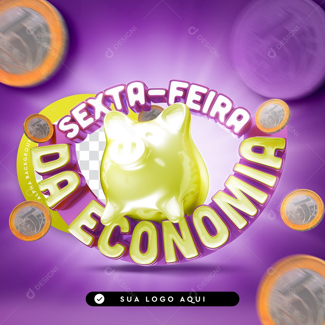 Selo 3D Para Composição Segunda-feira da Economia PSD