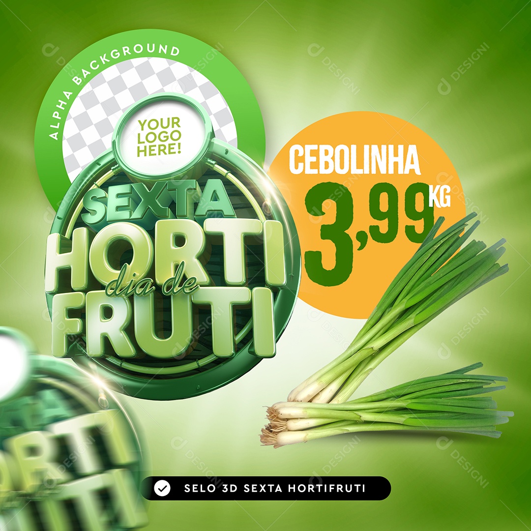 Selo 3D Para Composição Sexta Dia de Hortifrúti PSD