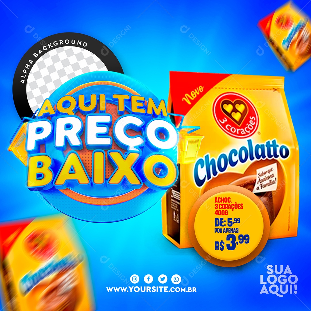 Aqui Tem Preço Baixo Venha Conferir Social Media PSD Editável