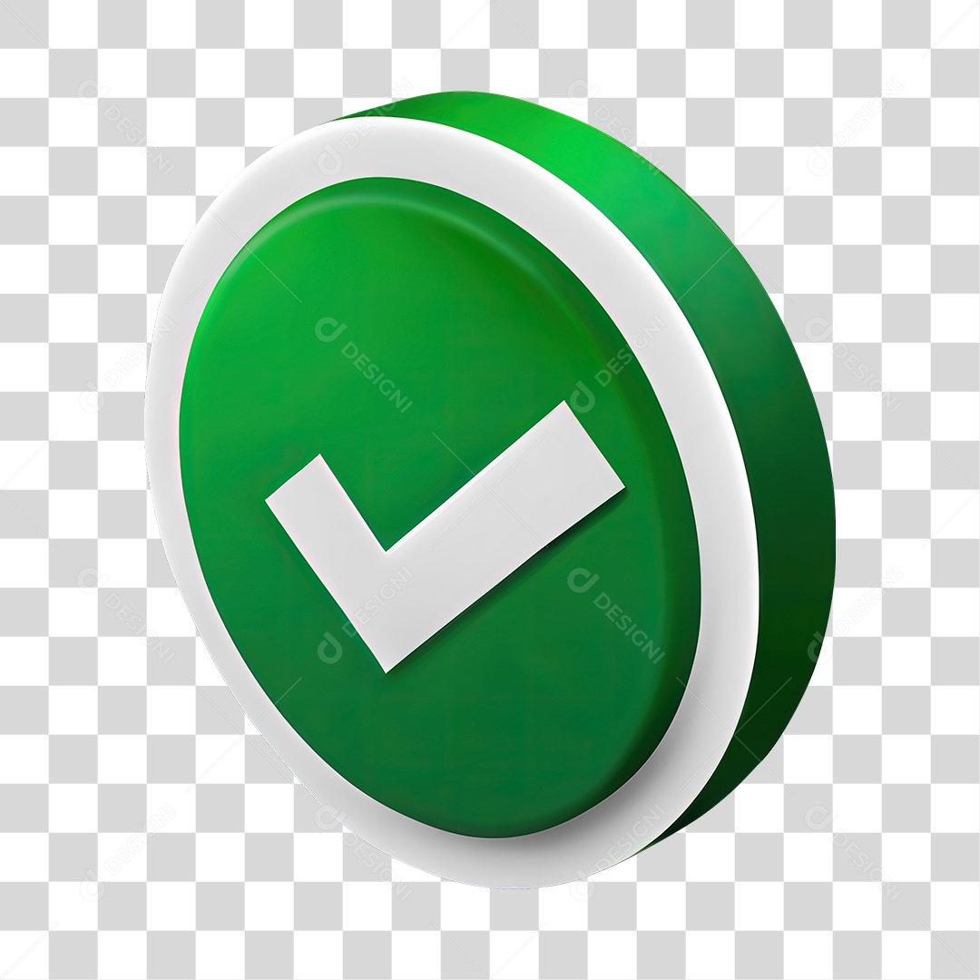 Sinal de Positivo Verificado Em Forma Circular Verde Elemento 3D PNG Transparente