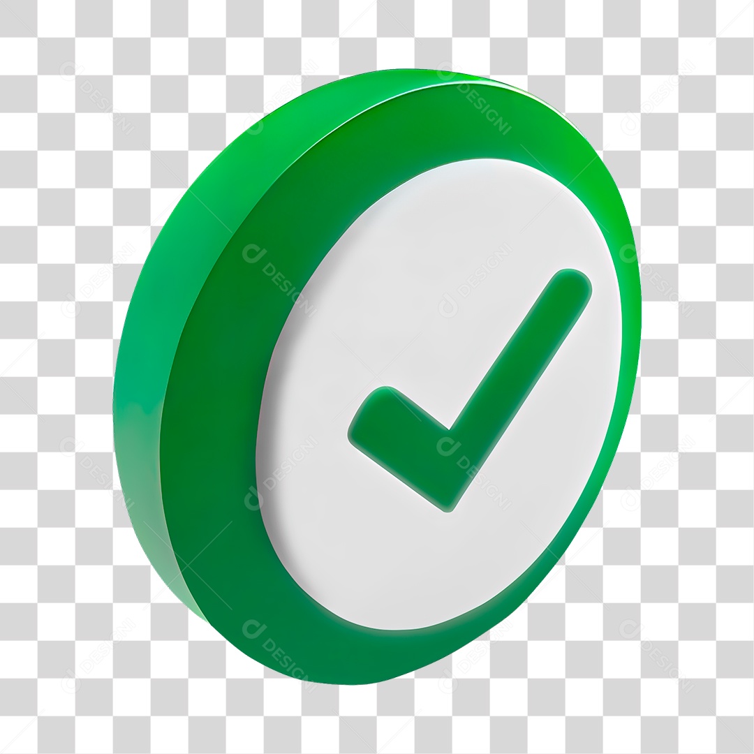 Sinal de Positivo Verificado Em Forma Circular Verde Elemento 3D PNG Transparente