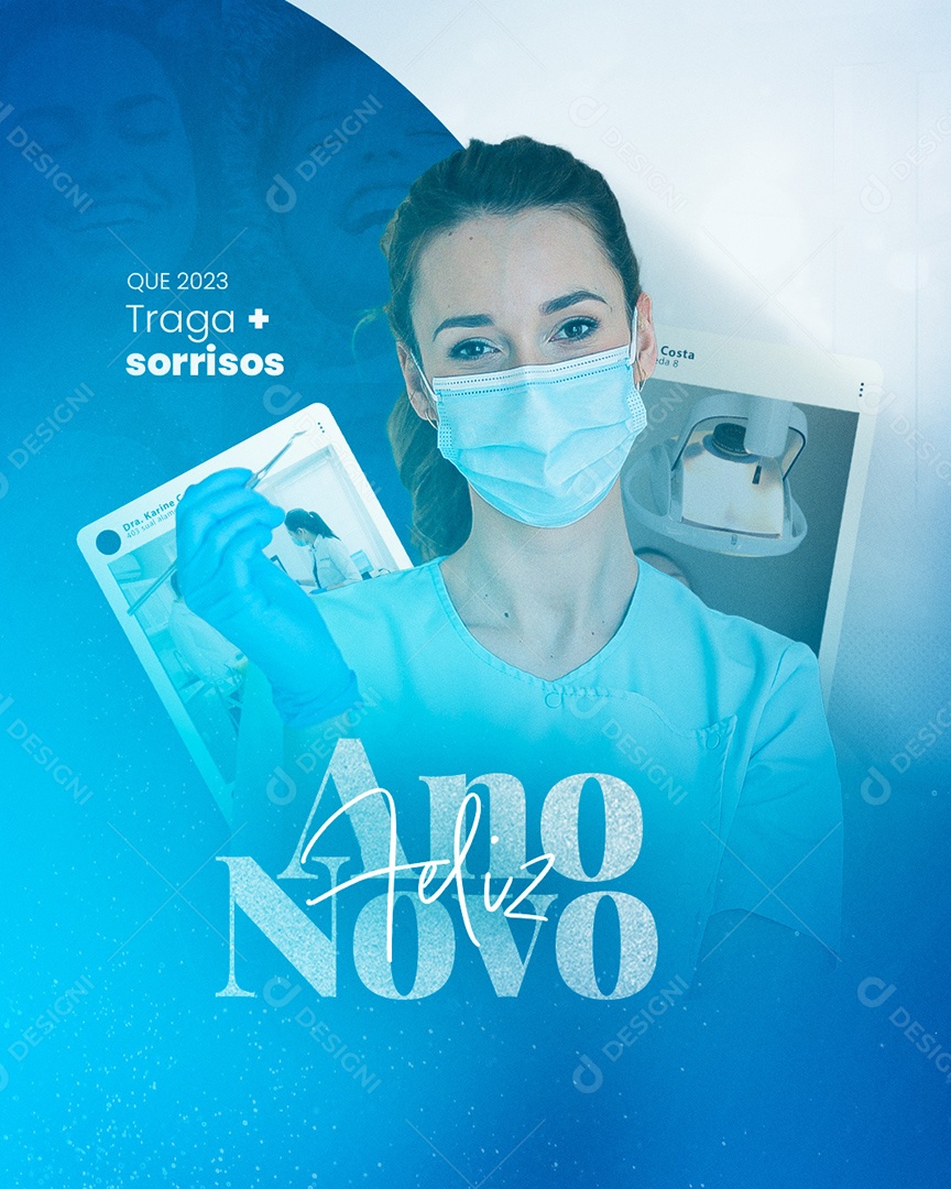 Feliz Ano Novo 2023 Traga Mais Sorrisos Dentista Social Media PSD Editável