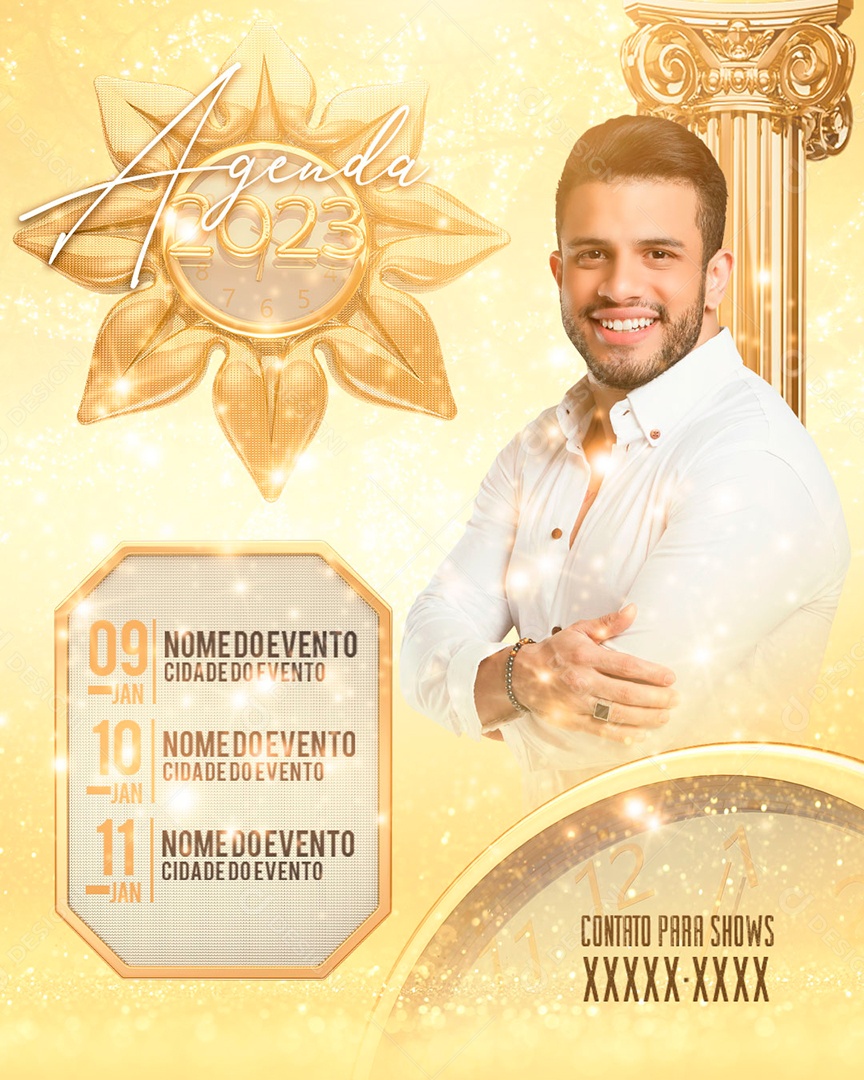 Flyer Agenda Réveillon Social Media PSD Editável