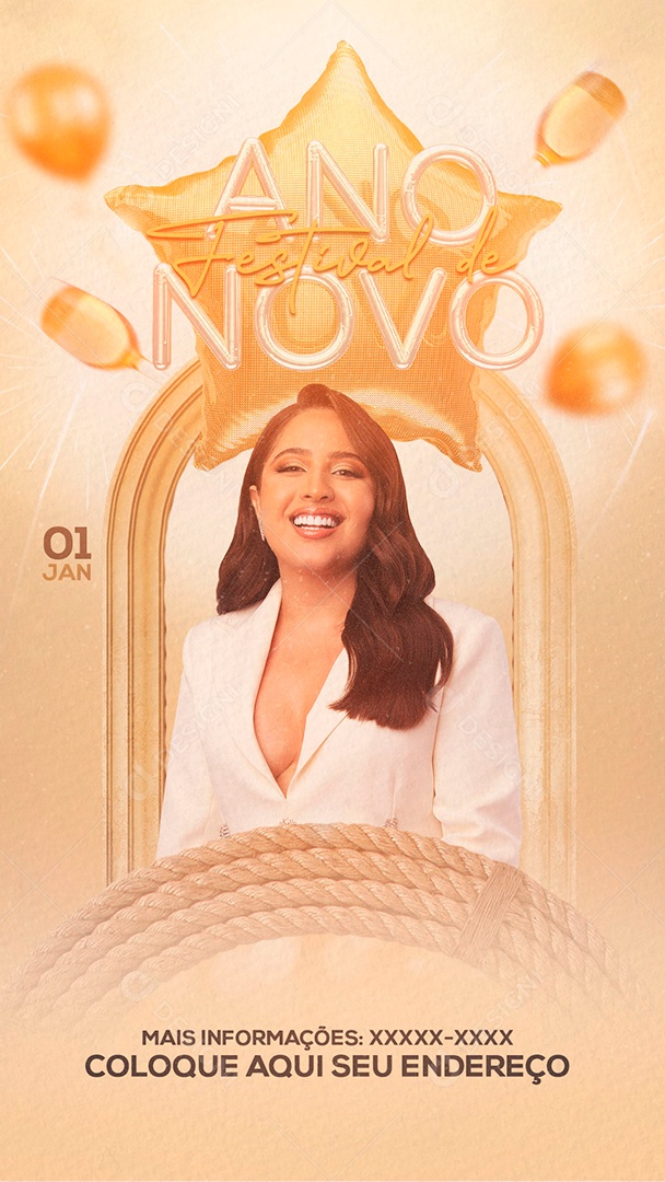 Post Festa Réveillon Mari Fernadez Social Media PSD Editável