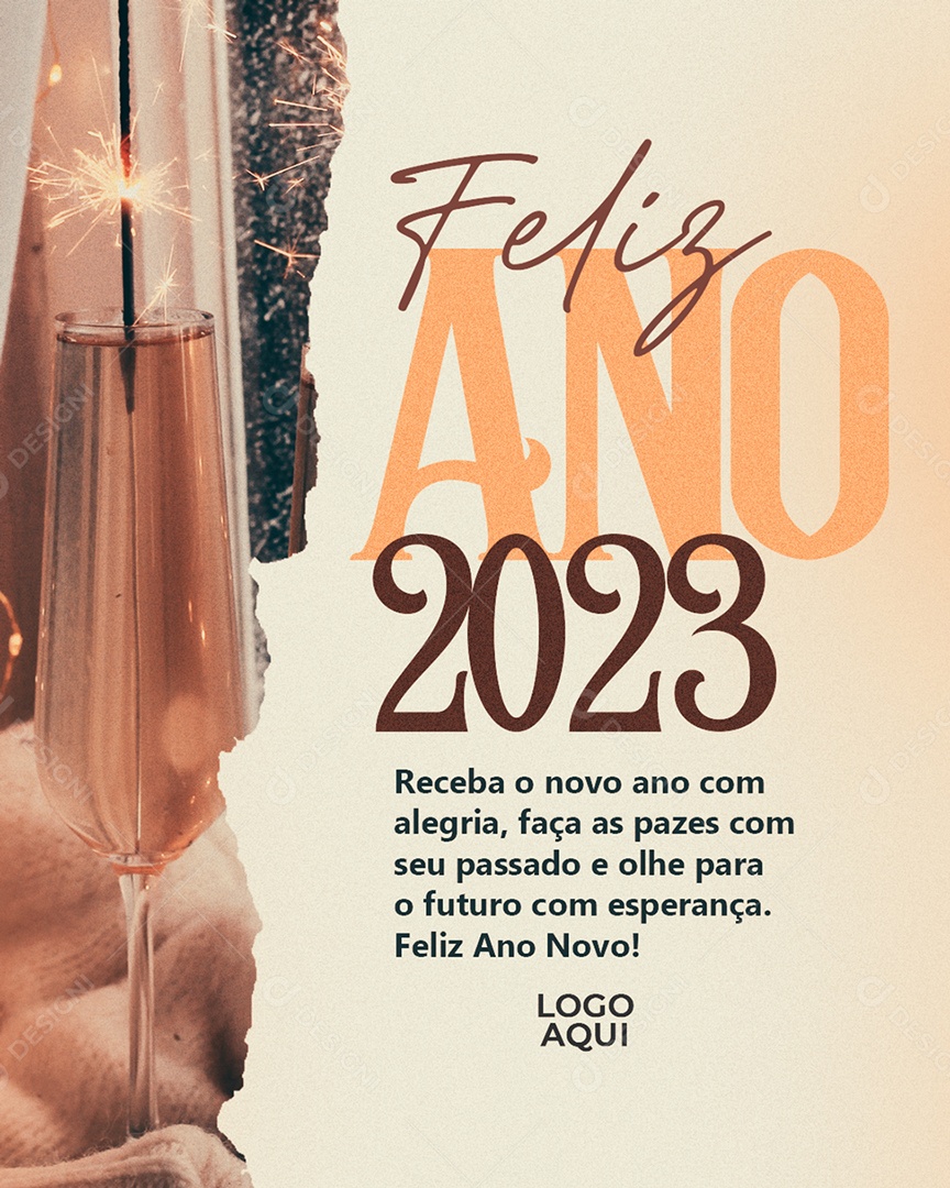 Feliz Ano 2023 Receba o Novo Ano Com Alegria Faça as Pazes Com Seu Passado e Olhe Para o Futuro Com Esperança Social Media PSD Editável