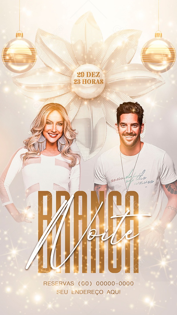 Post Stories Festa Réveillon Noite Branca Social Media PSD Editável