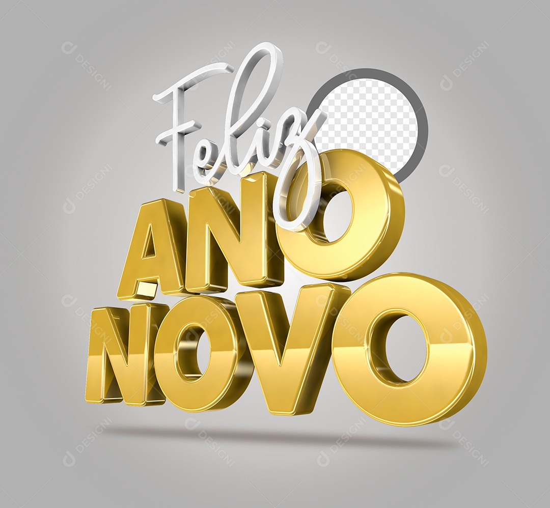 Selo 3D Feliz Ano Novo PSD